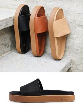 Beek Chick Sandal Slide in Black Leather